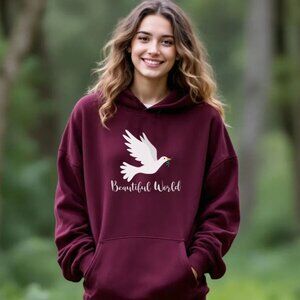 Peace Dove Maroon Hoodie